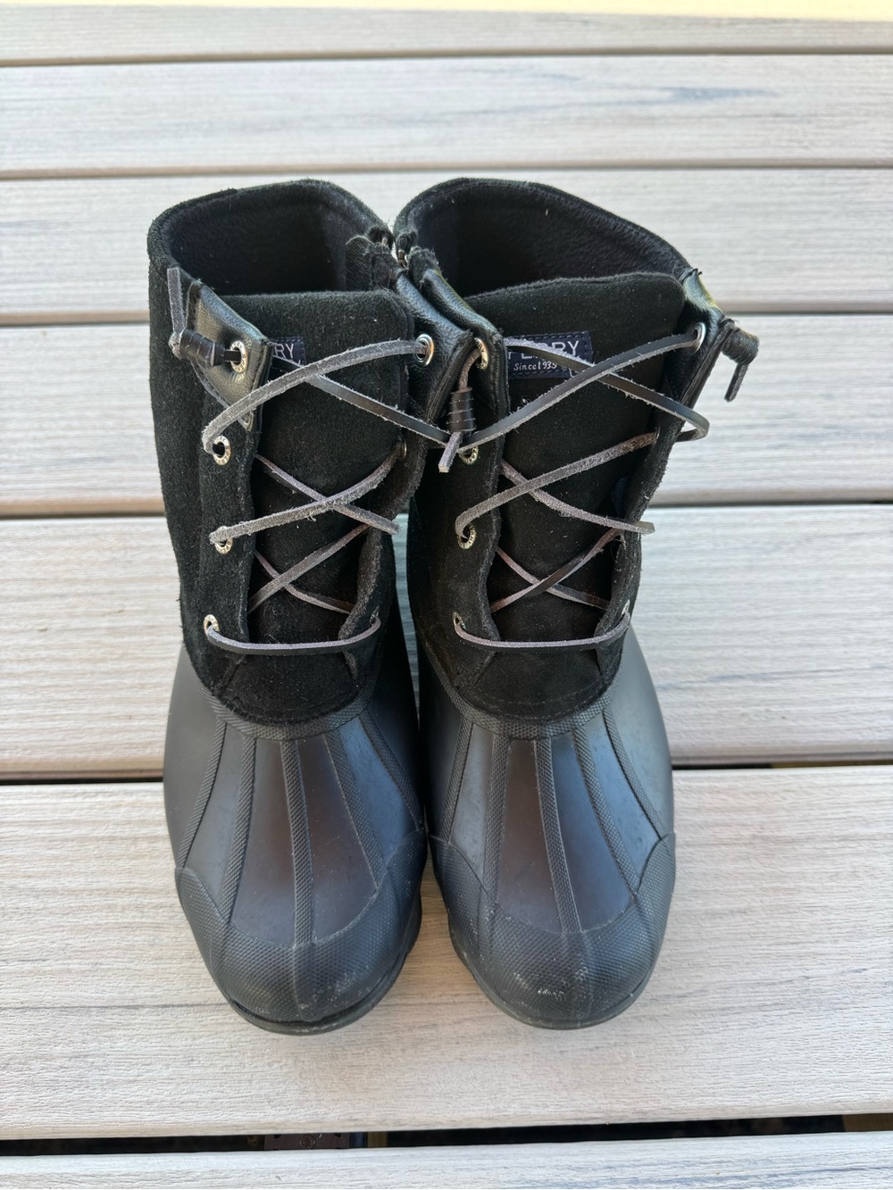 SPERRY Women's 10 Top-Sider Waterproof Black Rubber Rain Boot